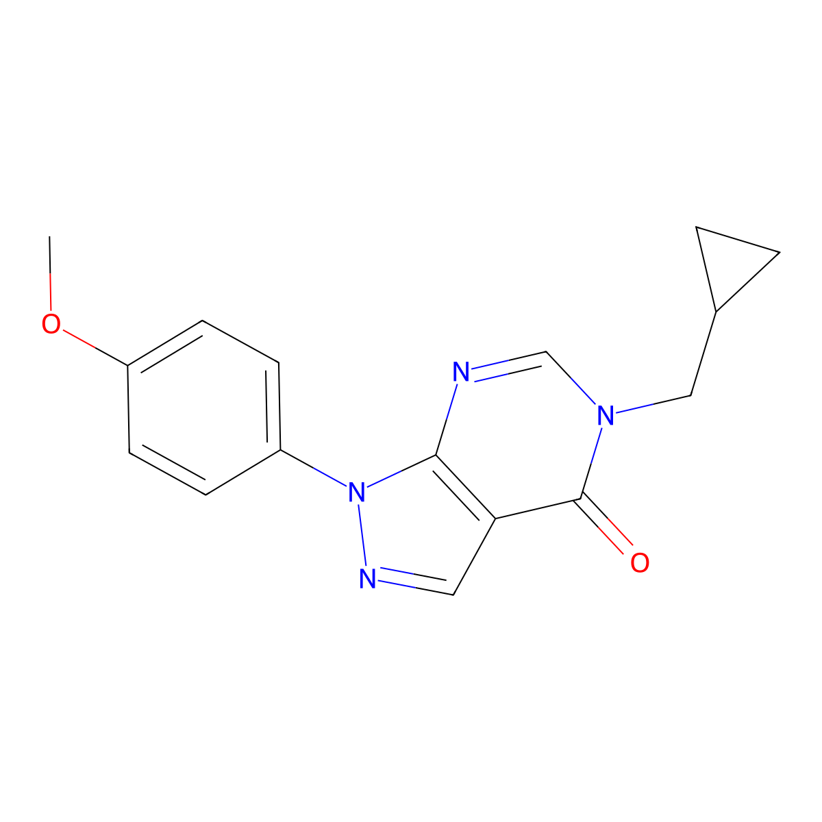 5-(cyclopropylmethyl)-1-(4-methoxyphenyl)-1H,4H,5H-pyrazolo[3,4-d]pyrimidin-4-one molecular structure, CAS 2741942-16-3