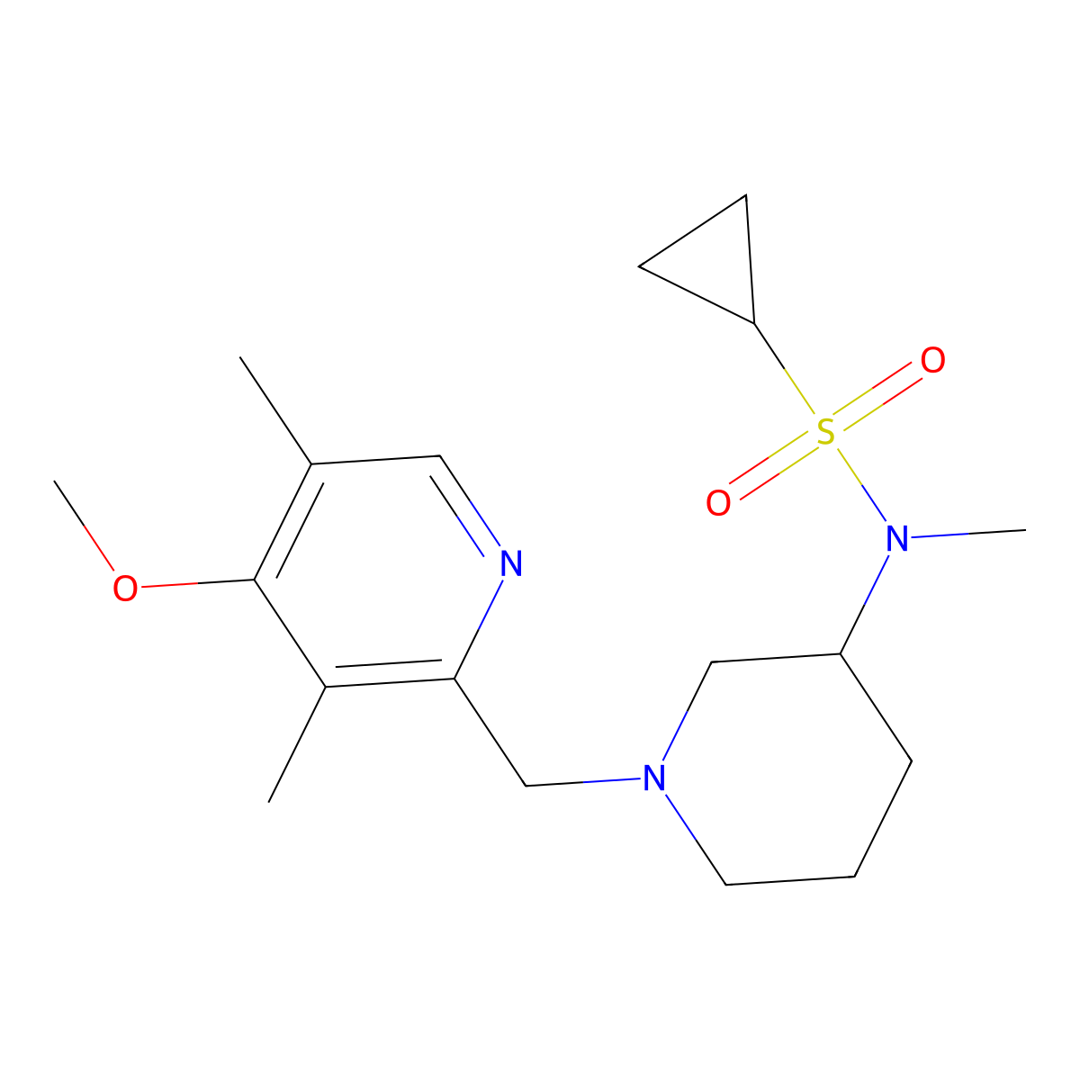 N-{1-[(4-methoxy-3,5-dimethylpyridin-2-yl)methyl]piperidin-3-yl}-N-methylcyclopropanesulfonamide molecular structure, CAS 2741942-18-5