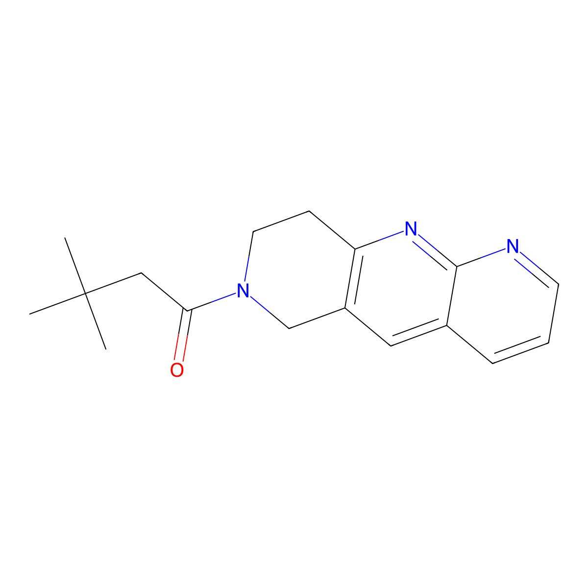 3,3-dimethyl-1-{6H,7H,8H,9H-pyrido[2,3-b]1,6-naphthyridin-7-yl}butan-1-one molecular structure, CAS 2741942-20-9