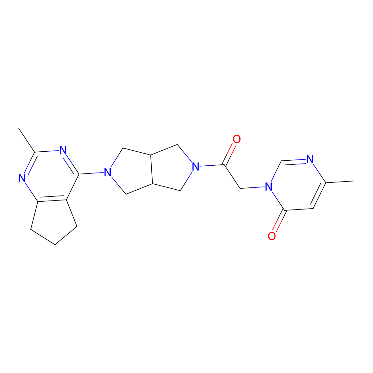 6-methyl-3-[2-(5-{2-methyl-5H,6H,7H-cyclopenta[d]pyrimidin-4-yl}-octahydropyrrolo[3,4-c]pyrrol-2-yl)-2-oxoethyl]-3,4-dihydropyrimidin-4-one molecular structure, CAS 2741942-21-0