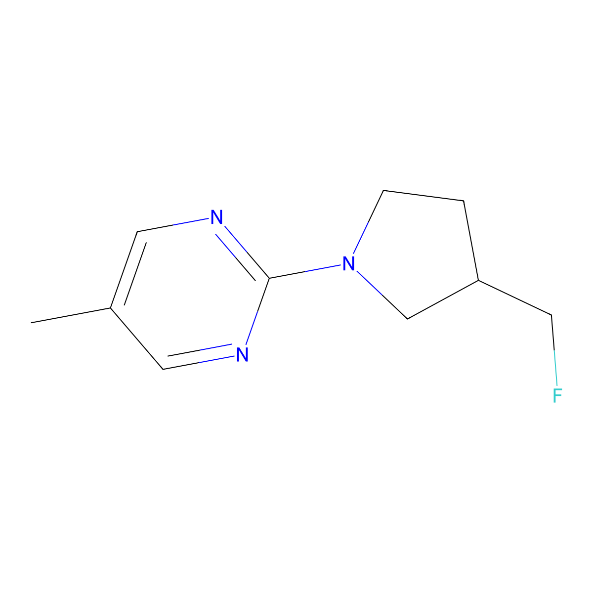 2-[3-(Fluoromethyl)pyrrolidin-1-yl]-5-methylpyrimidine molecular structure, CAS 2741942-25-4