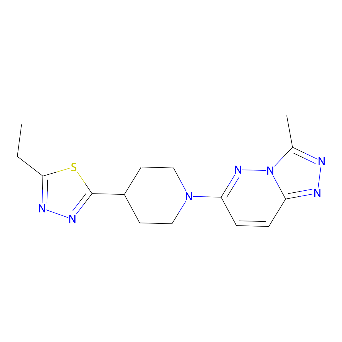 4-(5-Ethyl-1,3,4-thiadiazol-2-yl)-1-{3-methyl-[1,2,4]triazolo[4,3-b]pyridazin-6-yl}piperidine molecular structure, CAS 2741942-27-6