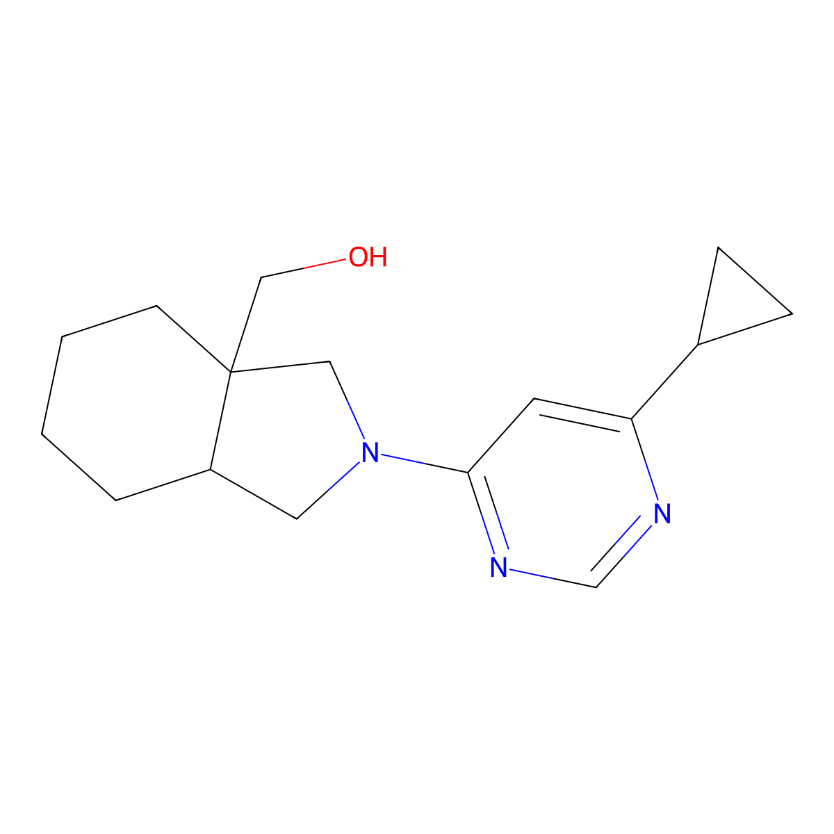 [2-(6-cyclopropylpyrimidin-4-yl)-octahydro-1H-isoindol-3a-yl]methanol molecular structure, CAS 2741942-33-4