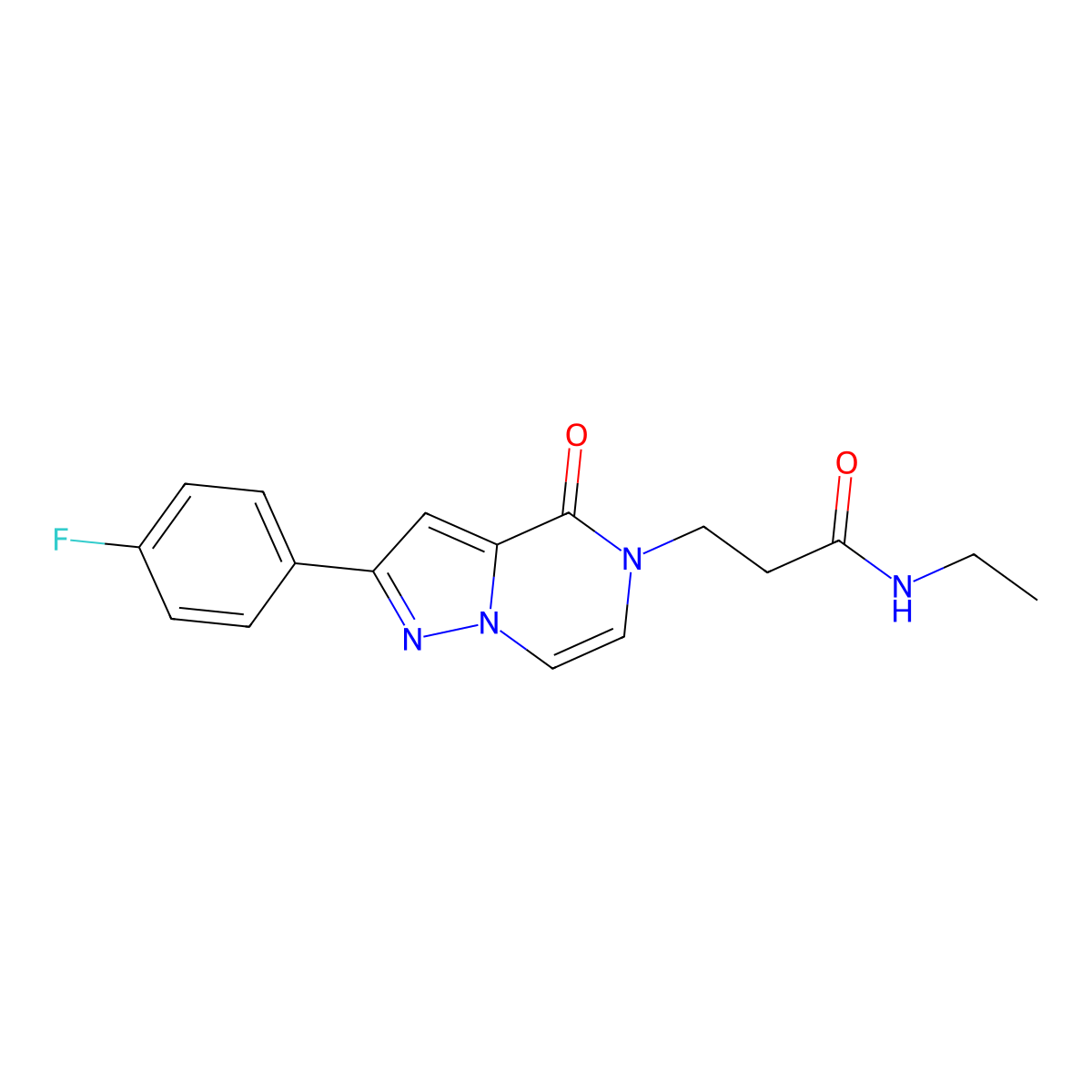 N-ethyl-3-[2-(4-fluorophenyl)-4-oxo-4H,5H-pyrazolo[1,5-a]pyrazin-5-yl]propanamide molecular structure, CAS 2741942-35-6