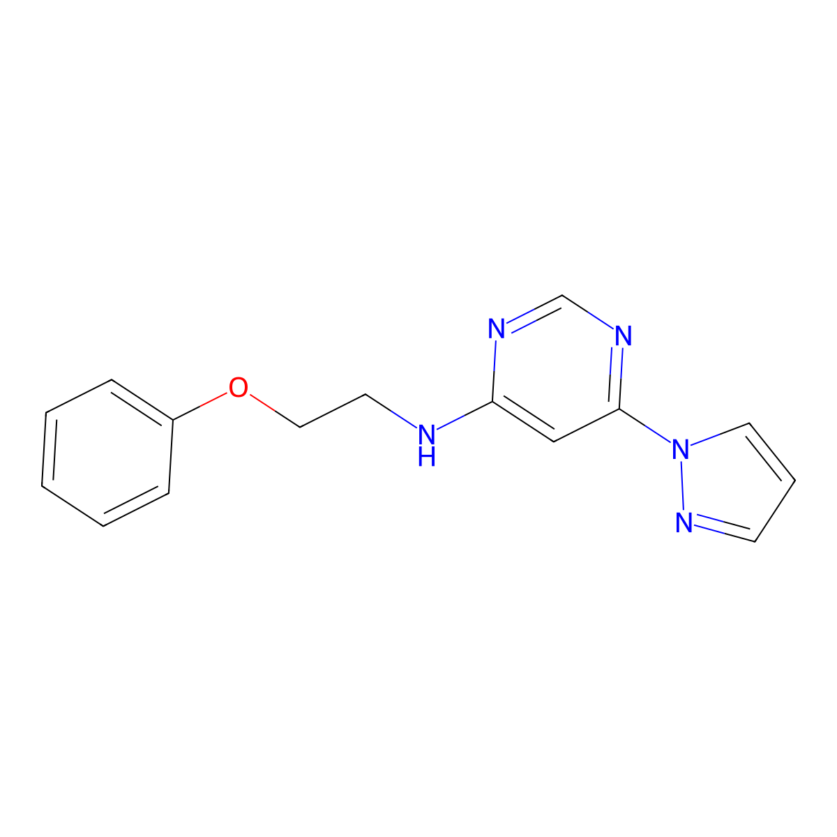 N-(2-phenoxyethyl)-6-(1H-pyrazol-1-yl)pyrimidin-4-amine molecular structure, CAS 2741942-37-8