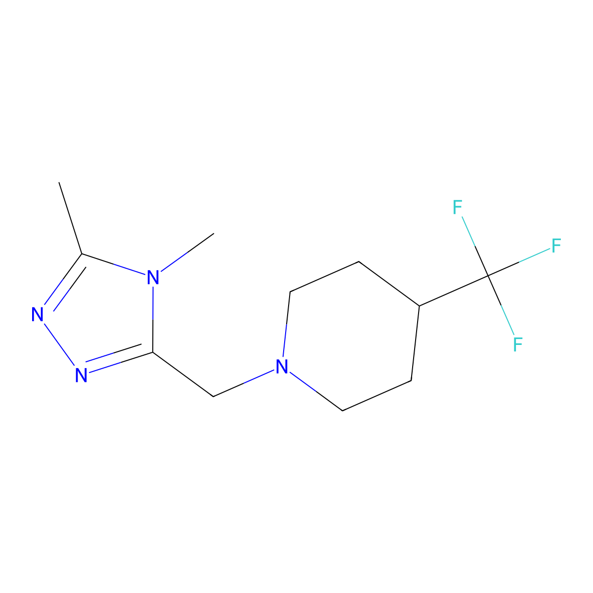 1-[(4,5-dimethyl-4H-1,2,4-triazol-3-yl)methyl]-4-(trifluoromethyl)piperidine molecular structure, CAS 2741942-40-3