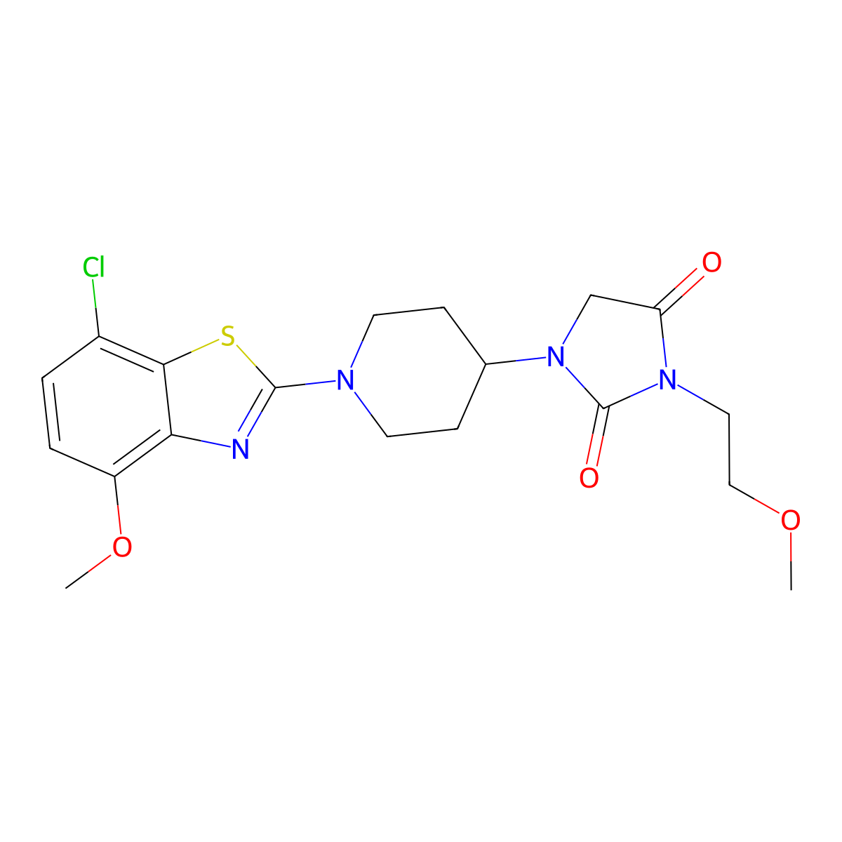 1-[1-(7-Chloro-4-methoxy-1,3-benzothiazol-2-yl)piperidin-4-yl]-3-(2-methoxyethyl)imidazolidine-2,4-dione molecular structure, CAS 2741942-42-5