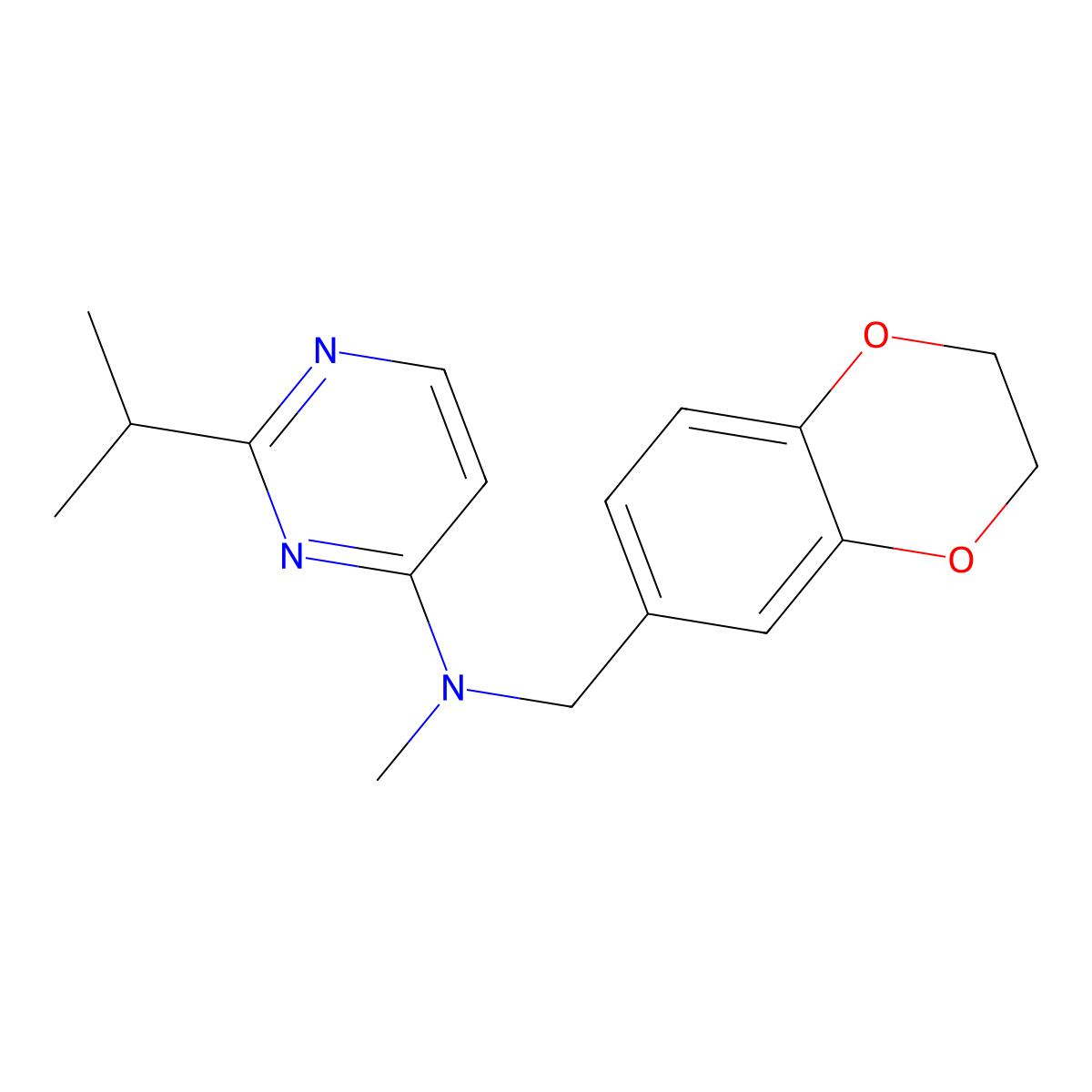 N-[(2,3-dihydro-1,4-benzodioxin-6-yl)methyl]-N-methyl-2-(propan-2-yl)pyrimidin-4-amine molecular structure, CAS 2741942-43-6