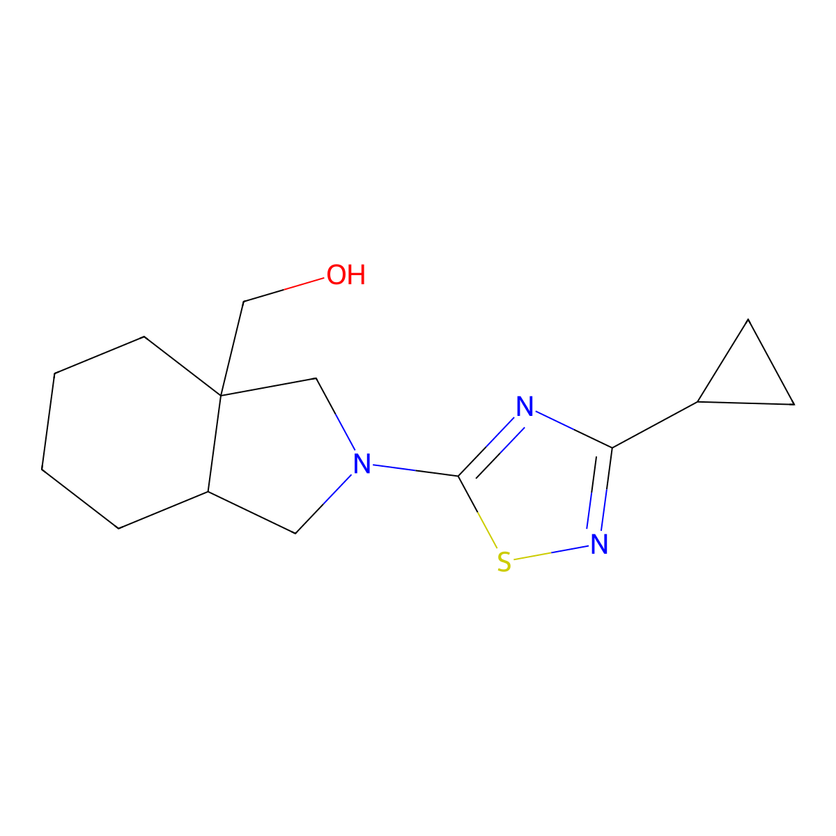 [2-(3-cyclopropyl-1,2,4-thiadiazol-5-yl)-octahydro-1H-isoindol-3a-yl]methanol molecular structure, CAS 2741942-45-8