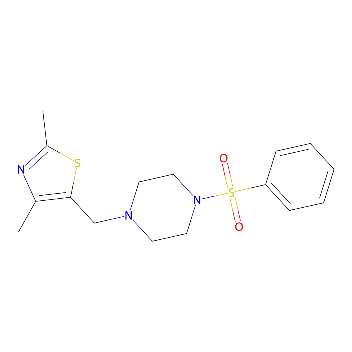 1-(Benzenesulfonyl)-4-[(2,4-dimethyl-1,3-thiazol-5-yl)methyl]piperazine molecular structure, CAS 2741942-48-1