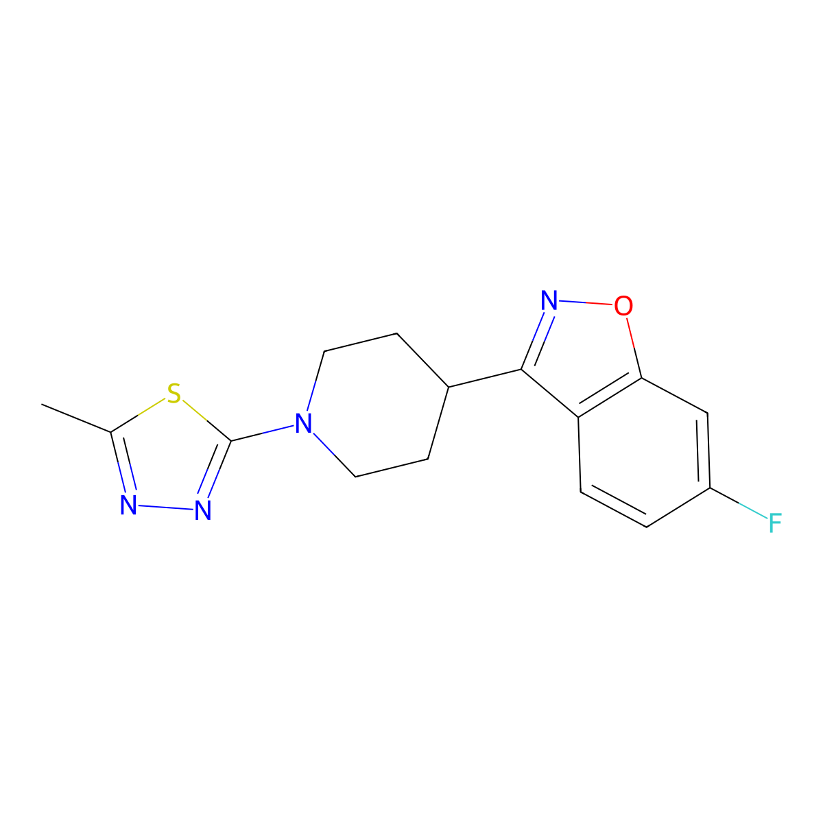 6-Fluoro-3-[1-(5-methyl-1,3,4-thiadiazol-2-yl)piperidin-4-yl]-1,2-benzoxazole molecular structure, CAS 2741942-52-7