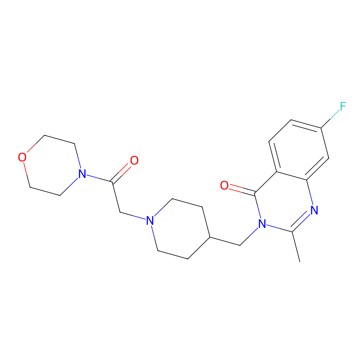 7-Fluoro-2-methyl-3-({1-[2-(morpholin-4-yl)-2-oxoethyl]piperidin-4-yl}methyl)-3,4-dihydroquinazolin-4-one molecular structure, CAS 2741942-55-0
