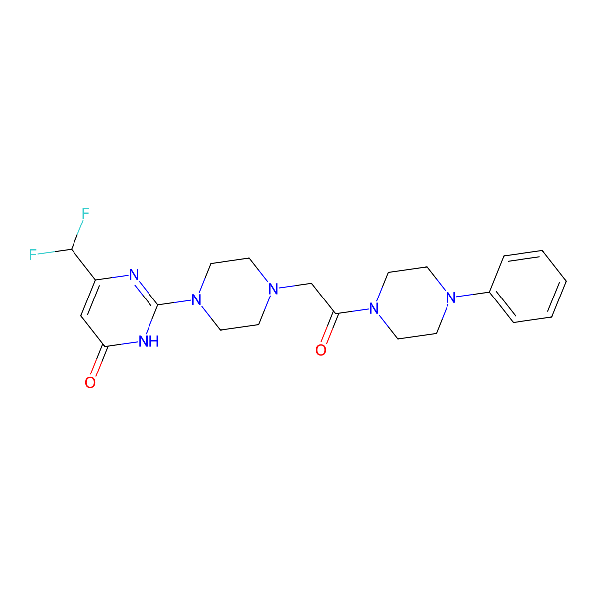 6-(Difluoromethyl)-2-{4-[2-oxo-2-(4-phenylpiperazin-1-yl)ethyl]piperazin-1-yl}-3,4-dihydropyrimidin-4-one molecular structure, CAS 2741942-57-2