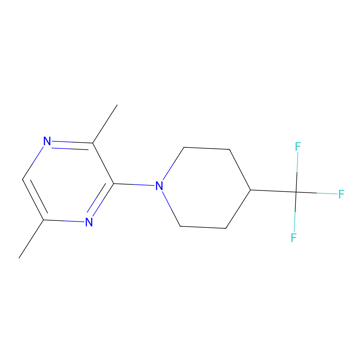 2,5-Dimethyl-3-[4-(trifluoromethyl)piperidin-1-yl]pyrazine molecular structure, CAS 2741942-61-8