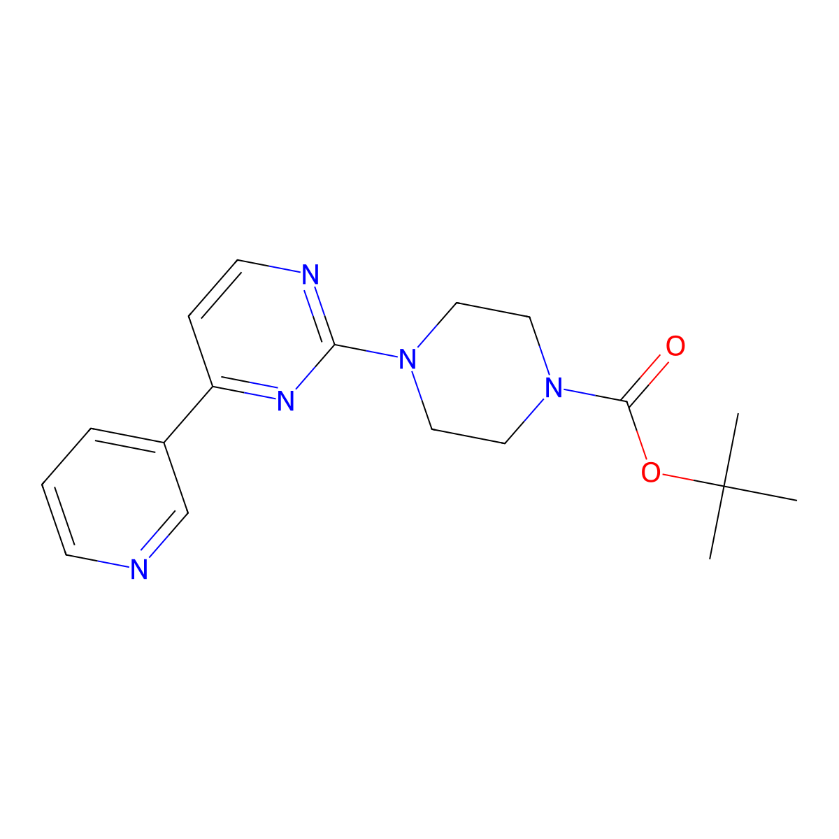 Tert-butyl 4-[4-(pyridin-3-yl)pyrimidin-2-yl]piperazine-1-carboxylate molecular structure, CAS 2741942-62-9
