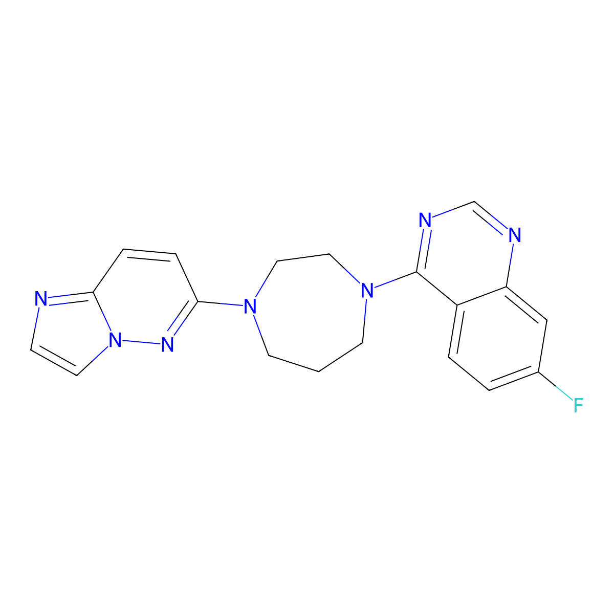 7-Fluoro-4-(4-{imidazo[1,2-b]pyridazin-6-yl}-1,4-diazepan-1-yl)quinazoline molecular structure, CAS 2741942-64-1