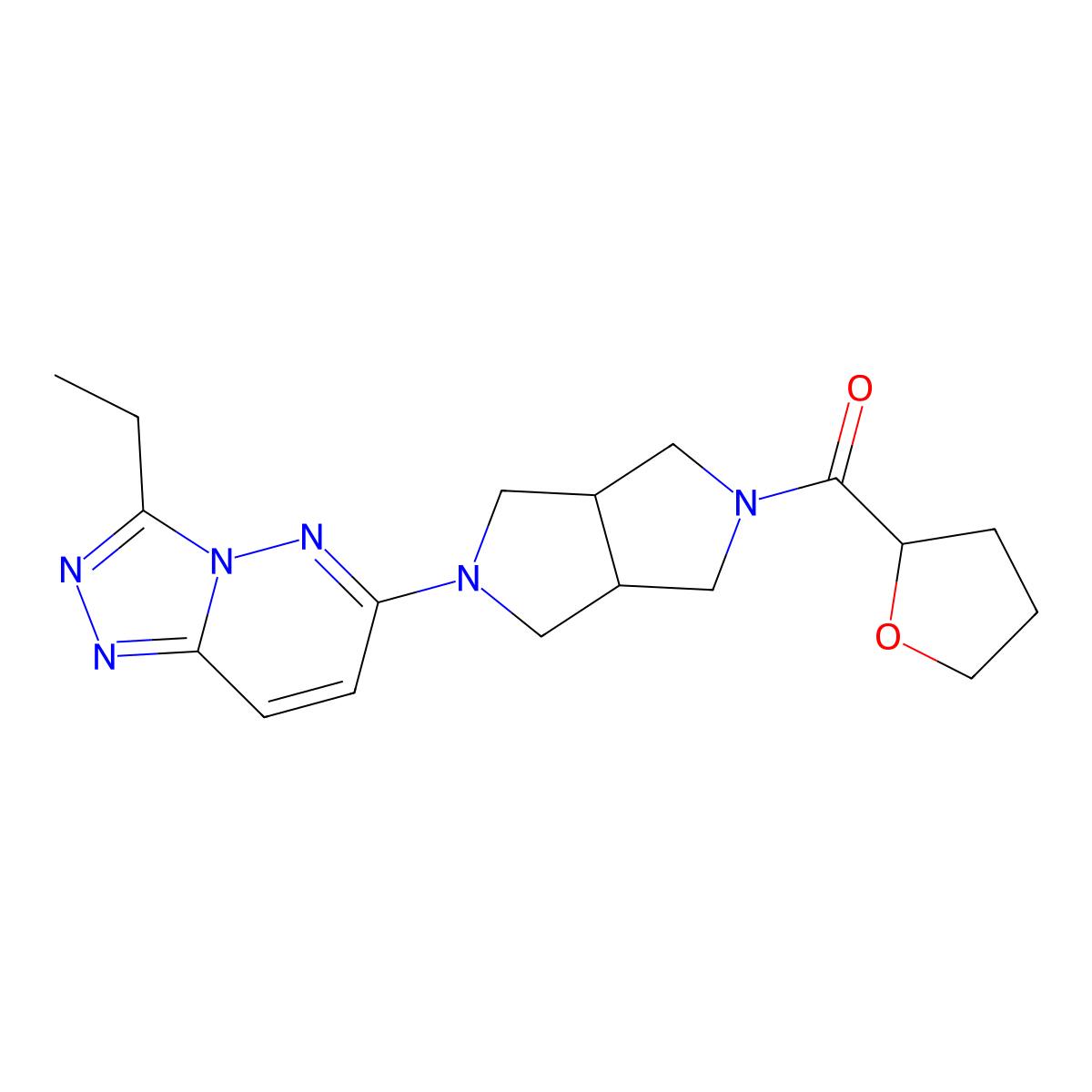 2-{3-Ethyl-[1,2,4]triazolo[4,3-b]pyridazin-6-yl}-5-(oxolane-2-carbonyl)-octahydropyrrolo[3,4-c]pyrrole molecular structure, CAS 2741942-67-4