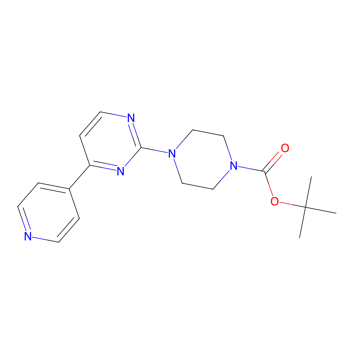 Tert-butyl 4-[4-(pyridin-4-yl)pyrimidin-2-yl]piperazine-1-carboxylate molecular structure, CAS 2741942-68-5