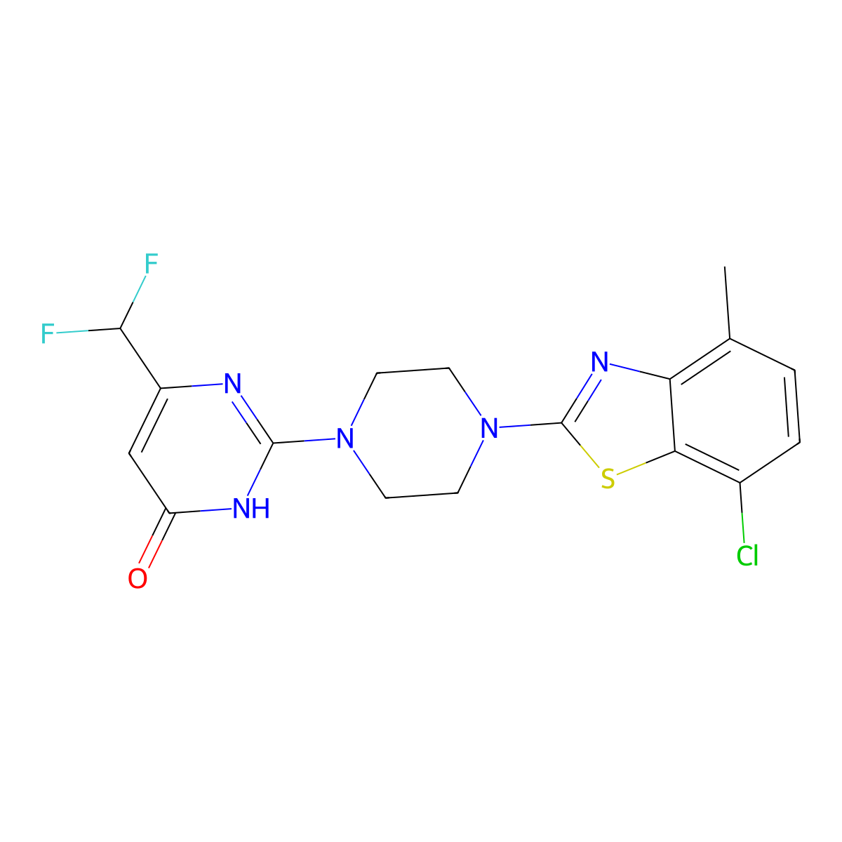 2-[4-(7-Chloro-4-methyl-1,3-benzothiazol-2-yl)piperazin-1-yl]-6-(difluoromethyl)-3,4-dihydropyrimidin-4-one molecular structure, CAS 2741942-69-6