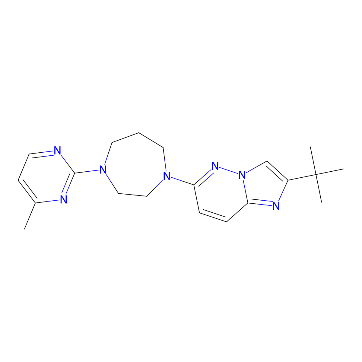 1-{2-Tert-butylimidazo[1,2-b]pyridazin-6-yl}-4-(4-methylpyrimidin-2-yl)-1,4-diazepane molecular structure, CAS 2741942-72-1