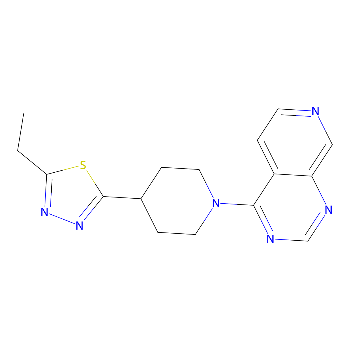 4-(5-Ethyl-1,3,4-thiadiazol-2-yl)-1-{pyrido[3,4-d]pyrimidin-4-yl}piperidine molecular structure, CAS 2741942-92-5