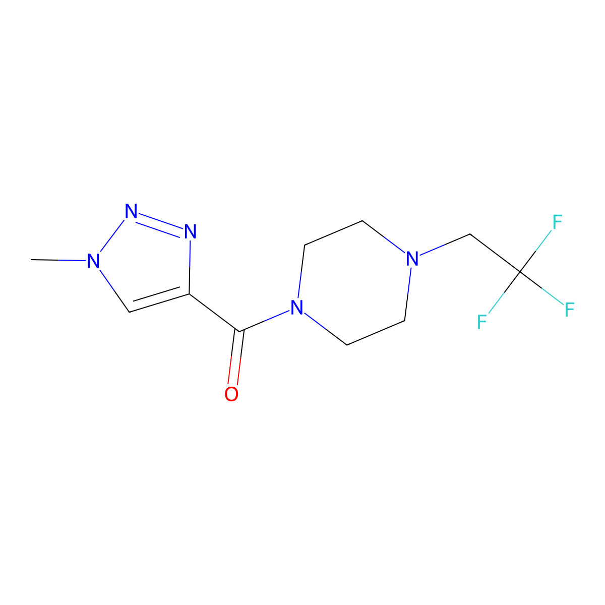 1-(1-methyl-1H-1,2,3-triazole-4-carbonyl)-4-(2,2,2-trifluoroethyl)piperazine molecular structure, CAS 2741942-98-1