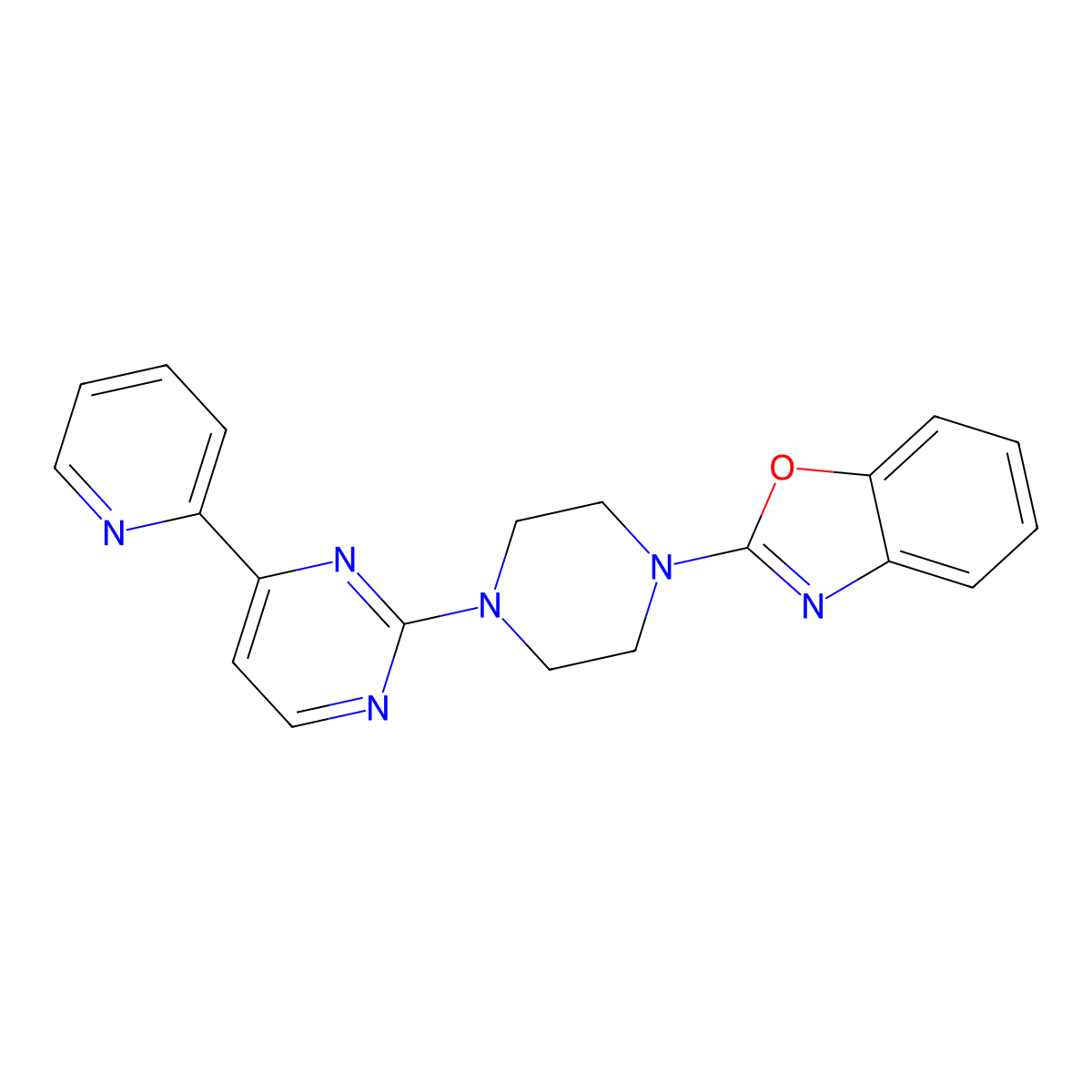 2-{4-[4-(Pyridin-2-yl)pyrimidin-2-yl]piperazin-1-yl}-1,3-benzoxazole molecular structure, CAS 2741942-99-2