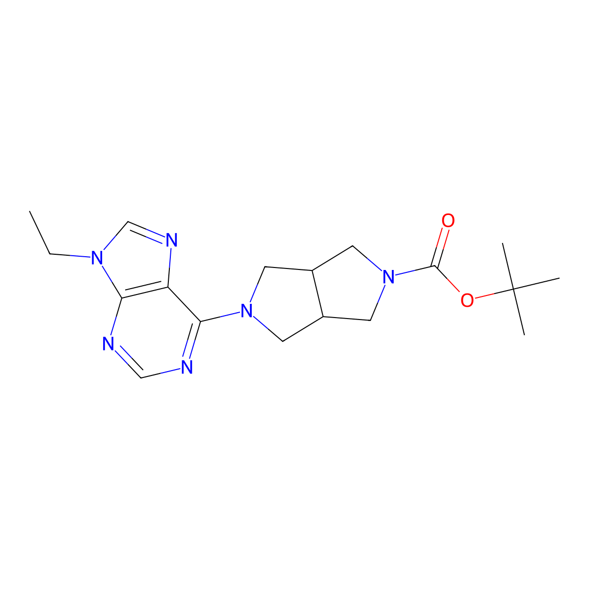 tert-butyl 5-(9-ethyl-9H-purin-6-yl)-octahydropyrrolo[3,4-c]pyrrole-2-carboxylate molecular structure, CAS 2741943-03-1