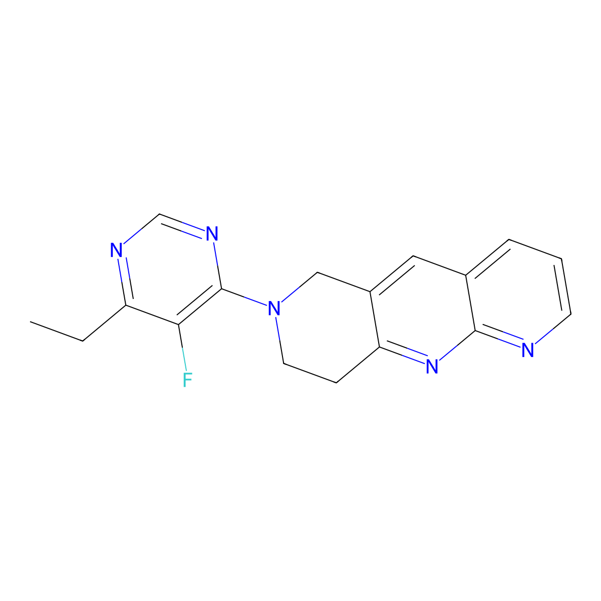 4-ethyl-5-fluoro-6-{6H,7H,8H,9H-pyrido[2,3-b]1,6-naphthyridin-7-yl}pyrimidine molecular structure, CAS 2741943-06-4