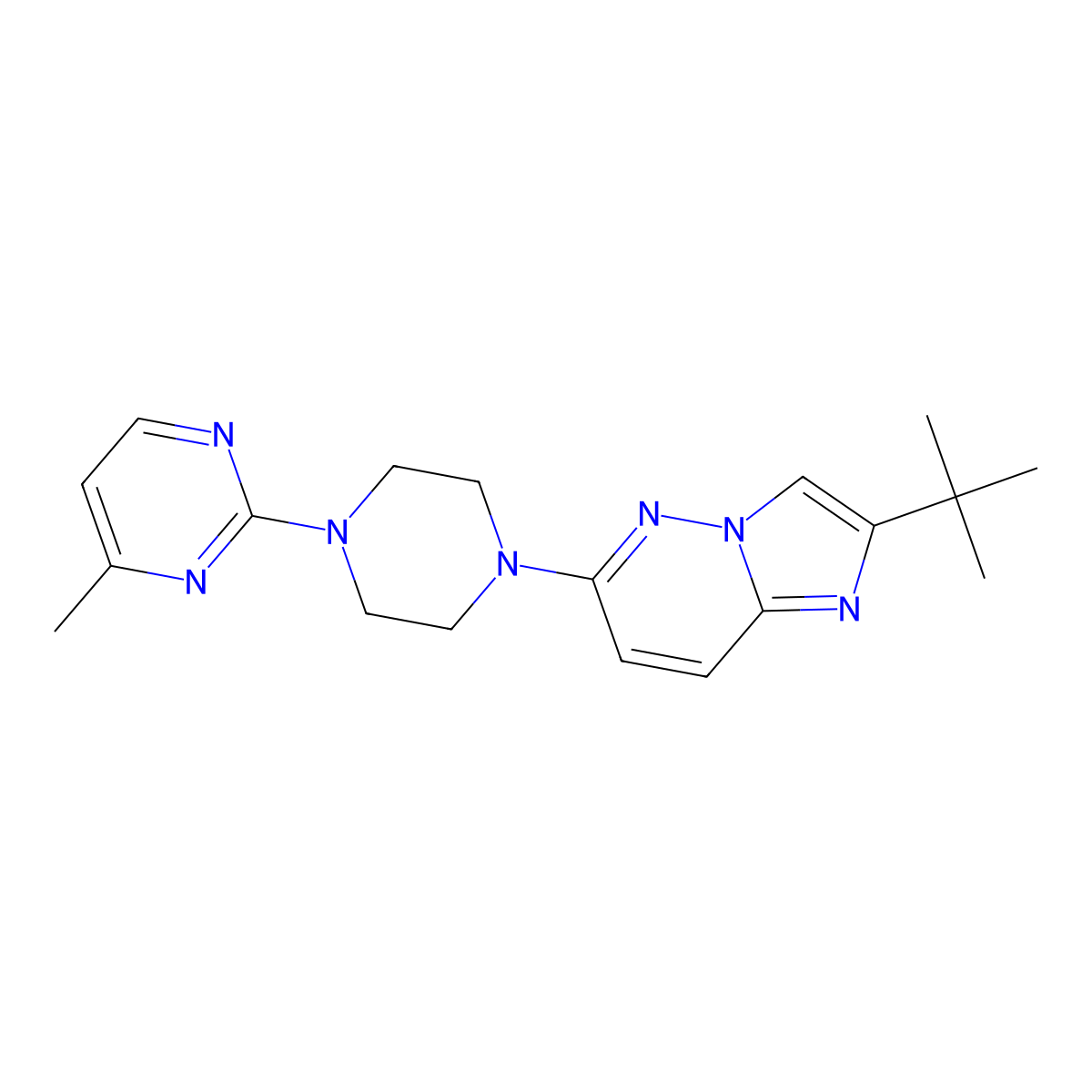 2-(4-{2-Tert-butylimidazo[1,2-b]pyridazin-6-yl}piperazin-1-yl)-4-methylpyrimidine molecular structure, CAS 2741943-11-1