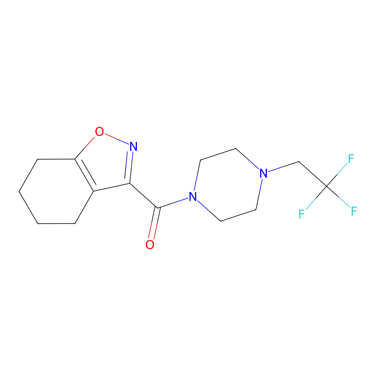 3-[4-(2,2,2-Trifluoroethyl)piperazine-1-carbonyl]-4,5,6,7-tetrahydro-1,2-benzoxazole molecular structure, CAS 2741943-13-3