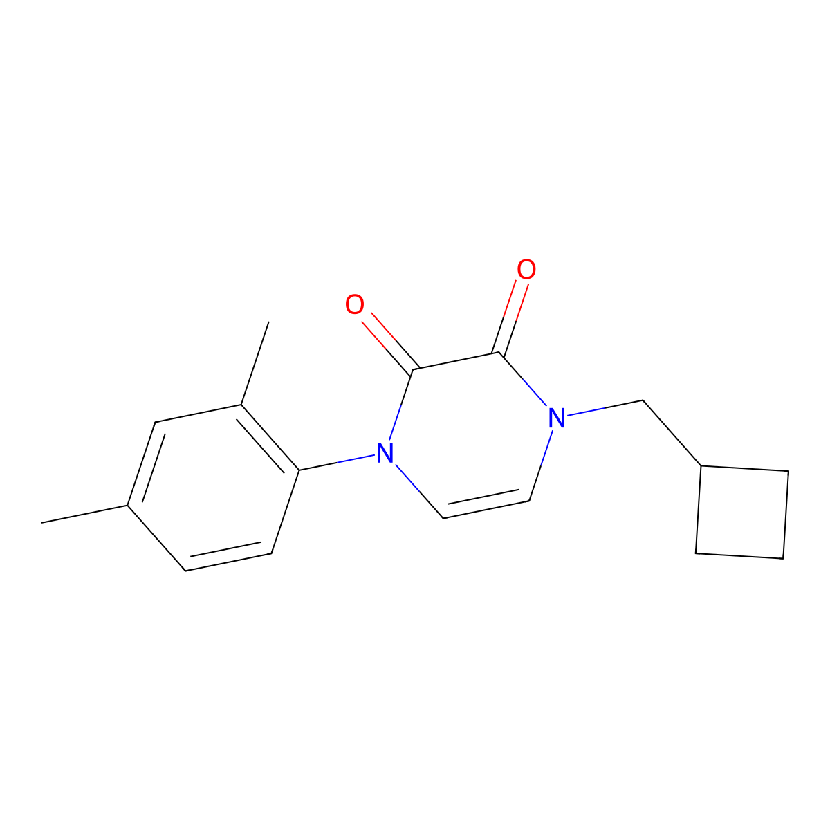 1-(Cyclobutylmethyl)-4-(2,4-dimethylphenyl)-1,2,3,4-tetrahydropyrazine-2,3-dione molecular structure, CAS 2741943-17-7
