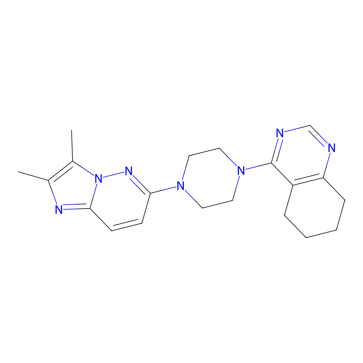 4-(4-{2,3-Dimethylimidazo[1,2-b]pyridazin-6-yl}piperazin-1-yl)-5,6,7,8-tetrahydroquinazoline molecular structure, CAS 2741943-30-4