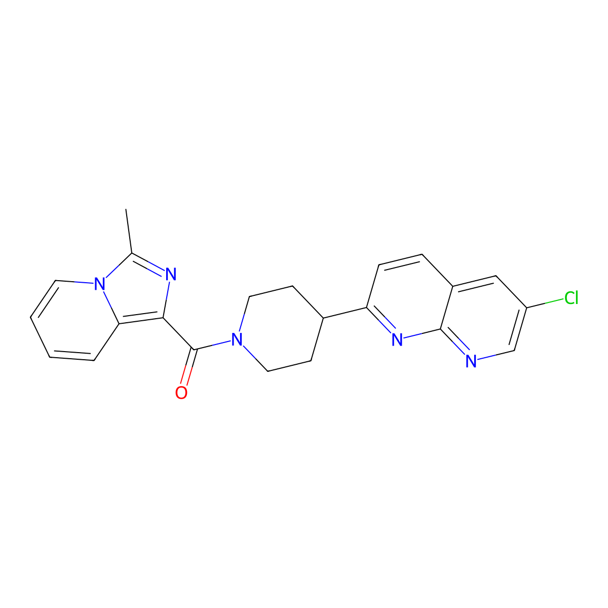 6-Chloro-2-(1-{3-methylimidazo[1,5-a]pyridine-1-carbonyl}piperidin-4-yl)-1,8-naphthyridine molecular structure, CAS 2741943-33-7