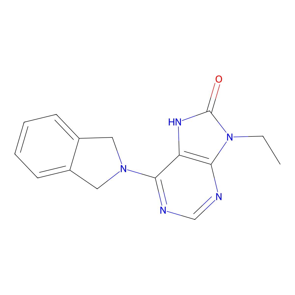 6-(2,3-dihydro-1H-isoindol-2-yl)-9-ethyl-8,9-dihydro-7H-purin-8-one molecular structure, CAS 2741943-38-2