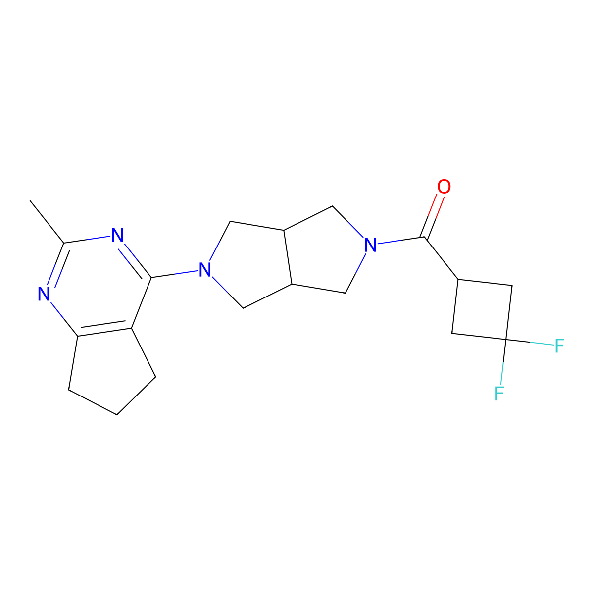 2-(3,3-difluorocyclobutanecarbonyl)-5-{2-methyl-5H,6H,7H-cyclopenta[d]pyrimidin-4-yl}-octahydropyrrolo[3,4-c]pyrrole molecular structure, CAS 2741943-39-3