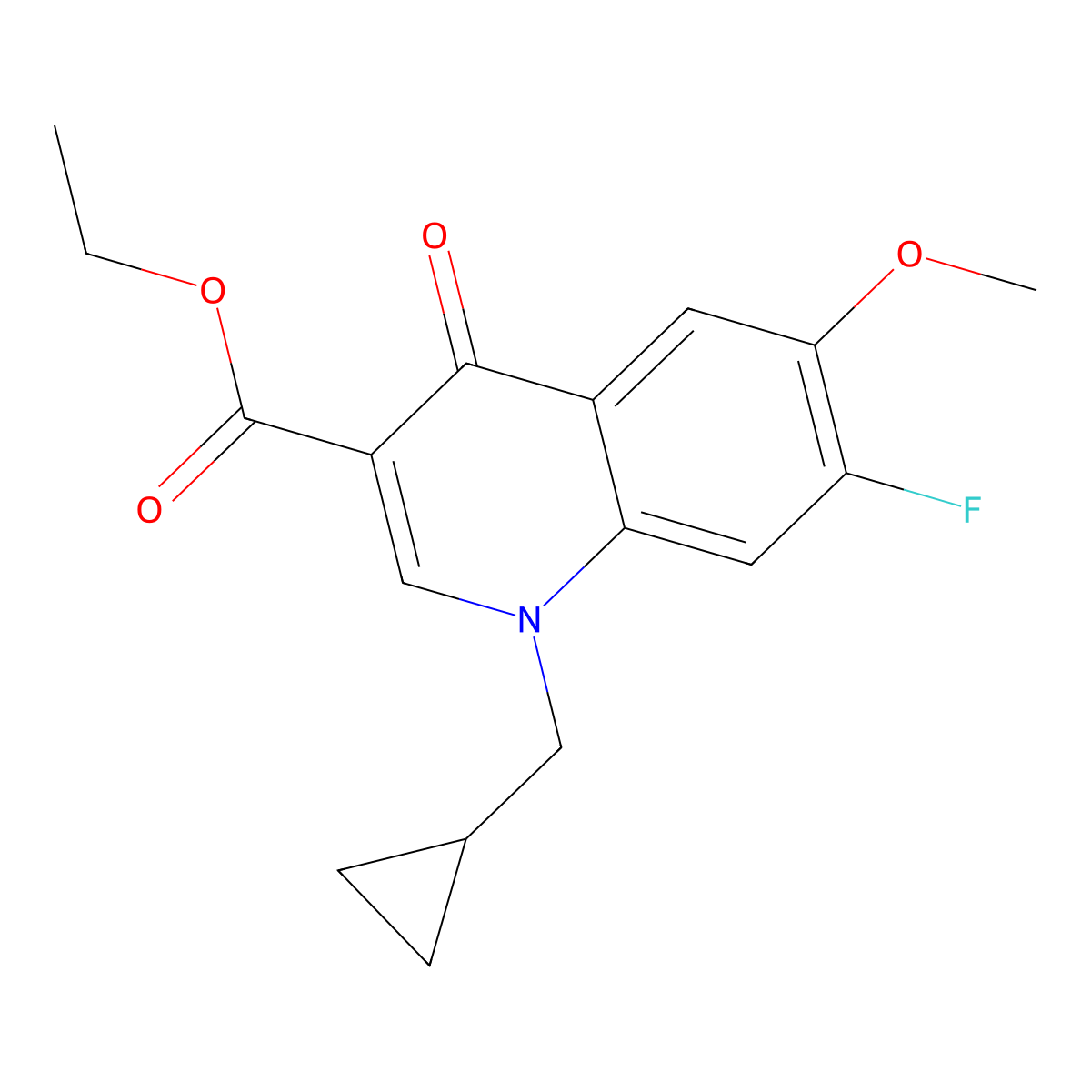 Ethyl 1-(cyclopropylmethyl)-7-fluoro-6-methoxy-4-oxo-1,4-dihydroquinoline-3-carboxylate molecular structure, CAS 2741943-42-8