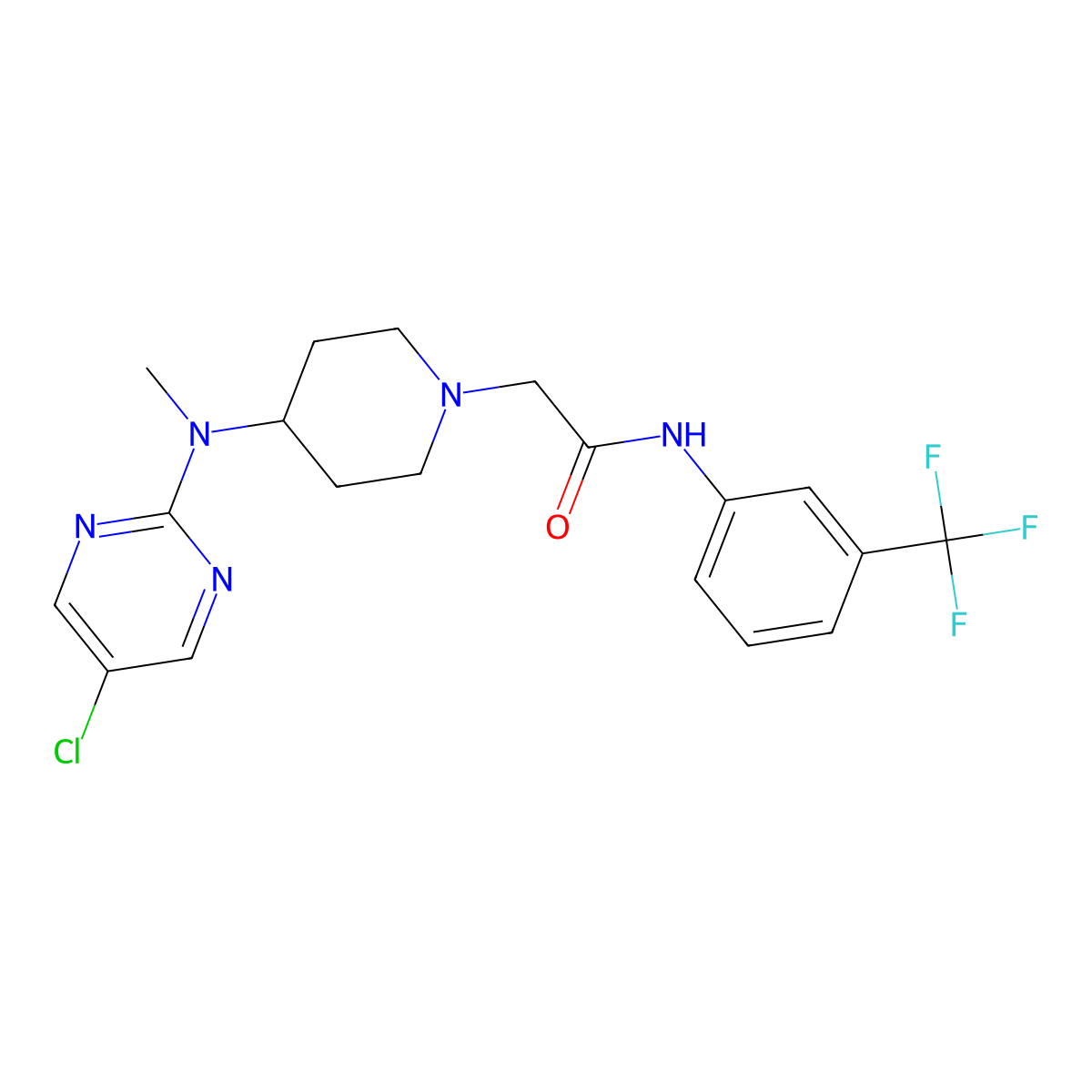 2-{4-[(5-chloropyrimidin-2-yl)(methyl)amino]piperidin-1-yl}-N-[3-(trifluoromethyl)phenyl]acetamide molecular structure, CAS 2741943-44-0