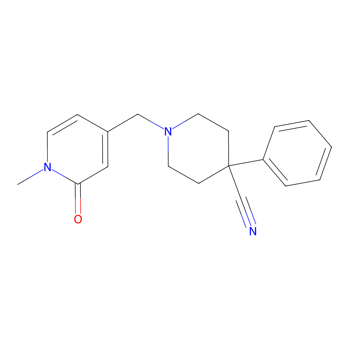 1-[(1-Methyl-2-oxo-1,2-dihydropyridin-4-yl)methyl]-4-phenylpiperidine-4-carbonitrile molecular structure, CAS 2741943-55-3