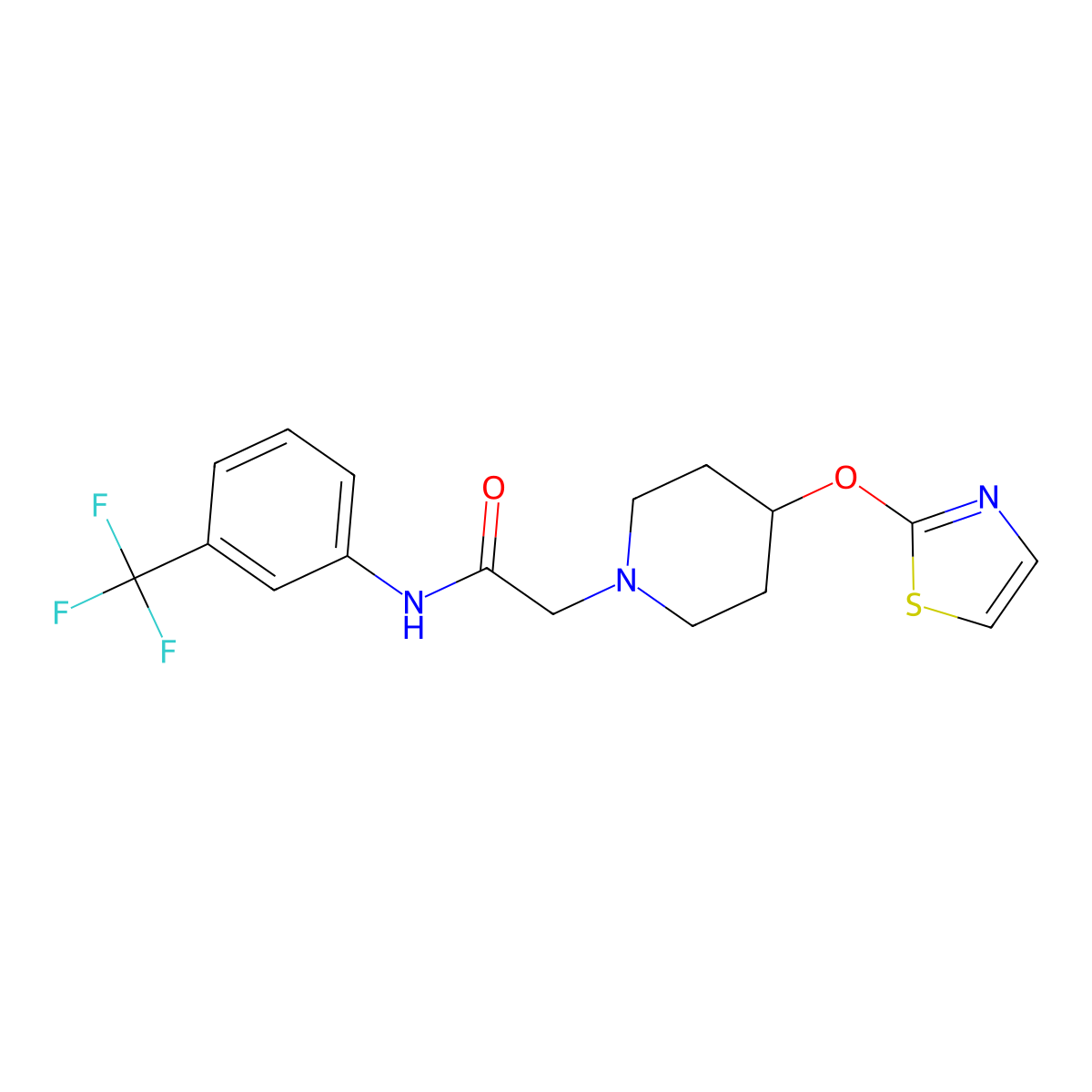 2-[4-(1,3-thiazol-2-yloxy)piperidin-1-yl]-N-[3-(trifluoromethyl)phenyl]acetamide molecular structure, CAS 2741943-56-4