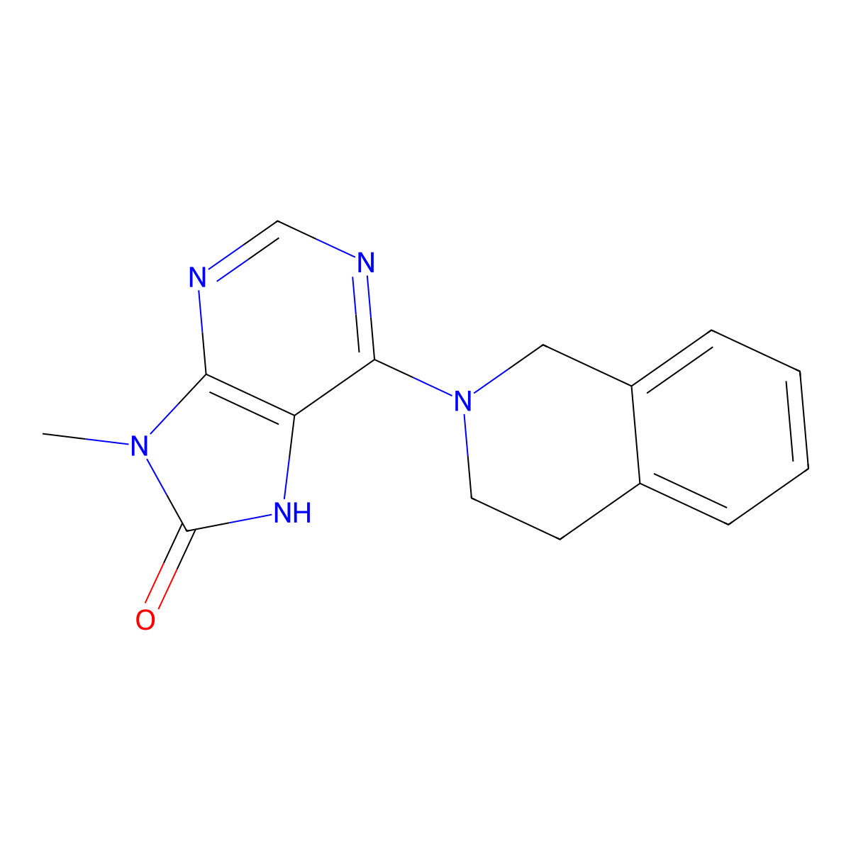 9-methyl-6-(1,2,3,4-tetrahydroisoquinolin-2-yl)-8,9-dihydro-7H-purin-8-one molecular structure, CAS 2741943-61-1