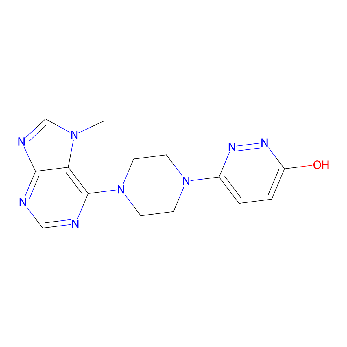 6-[4-(7-methyl-7H-purin-6-yl)piperazin-1-yl]pyridazin-3-ol molecular structure, CAS 2741943-73-5