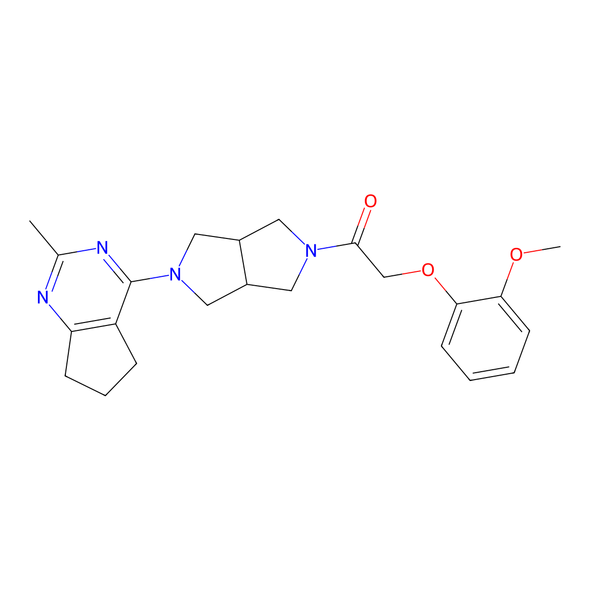 2-(2-methoxyphenoxy)-1-(5-{2-methyl-5H,6H,7H-cyclopenta[d]pyrimidin-4-yl}-octahydropyrrolo[3,4-c]pyrrol-2-yl)ethan-1-one molecular structure, CAS 2741943-77-9