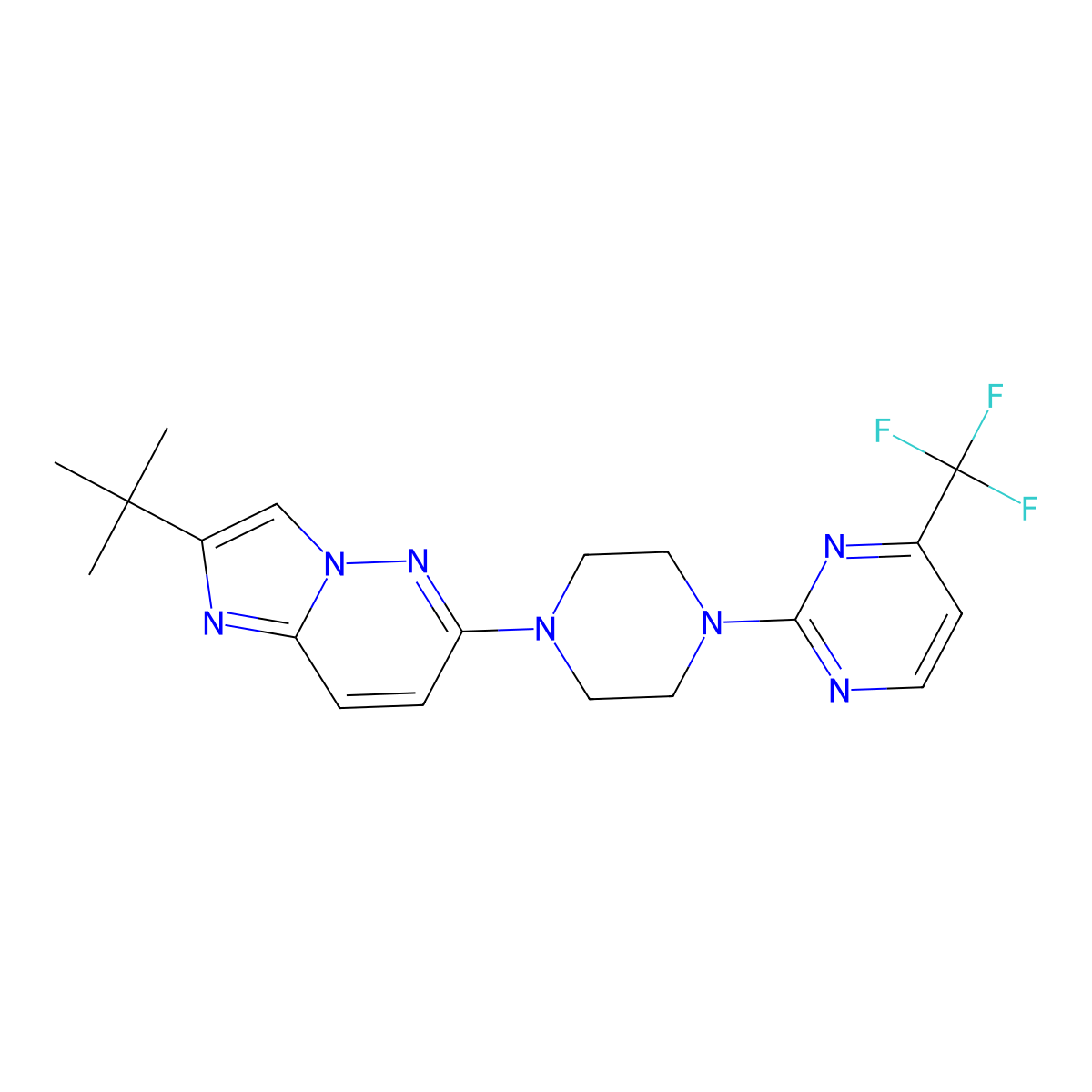 2-(4-{2-Tert-butylimidazo[1,2-b]pyridazin-6-yl}piperazin-1-yl)-4-(trifluoromethyl)pyrimidine molecular structure, CAS 2741943-85-9