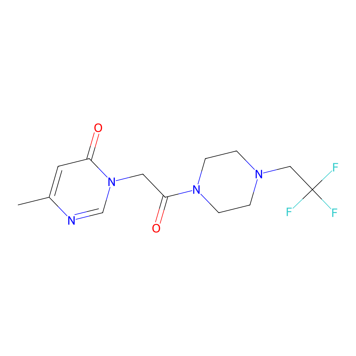 6-Methyl-3-{2-oxo-2-[4-(2,2,2-trifluoroethyl)piperazin-1-yl]ethyl}-3,4-dihydropyrimidin-4-one molecular structure, CAS 2741943-86-0