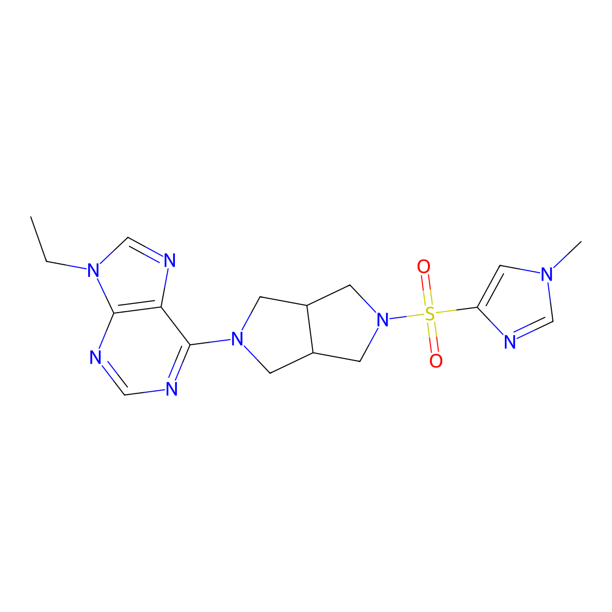 9-ethyl-6-{5-[(1-methyl-1H-imidazol-4-yl)sulfonyl]-octahydropyrrolo[3,4-c]pyrrol-2-yl}-9H-purine molecular structure, CAS 2741944-10-3