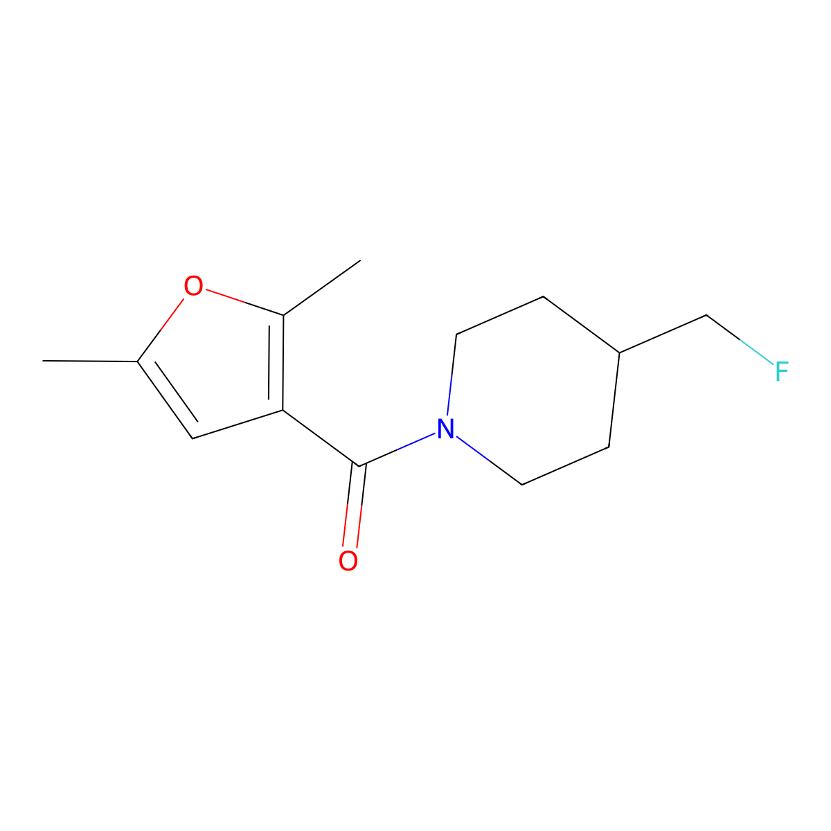 1-(2,5-Dimethylfuran-3-carbonyl)-4-(fluoromethyl)piperidine molecular structure, CAS 2741944-11-4