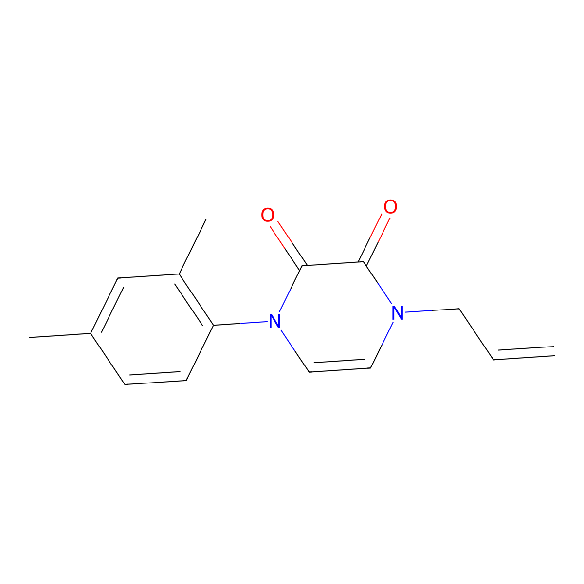 1-(2,4-Dimethylphenyl)-4-(prop-2-en-1-yl)-1,2,3,4-tetrahydropyrazine-2,3-dione molecular structure, CAS 2741944-16-9