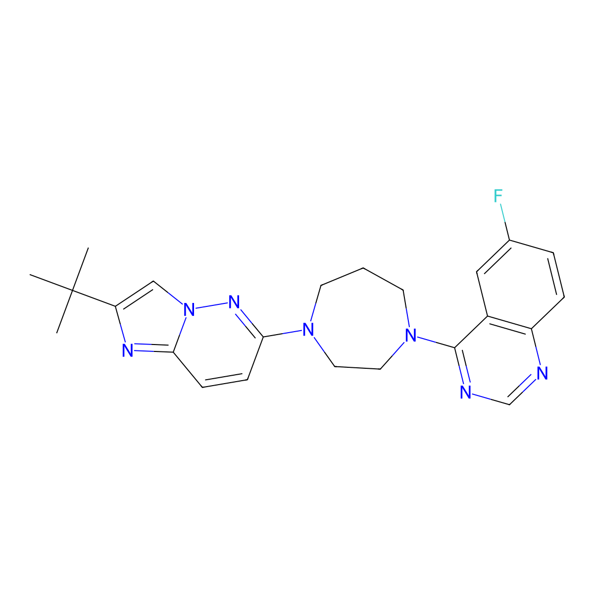 4-(4-{2-Tert-butylimidazo[1,2-b]pyridazin-6-yl}-1,4-diazepan-1-yl)-6-fluoroquinazoline molecular structure, CAS 2741944-18-1