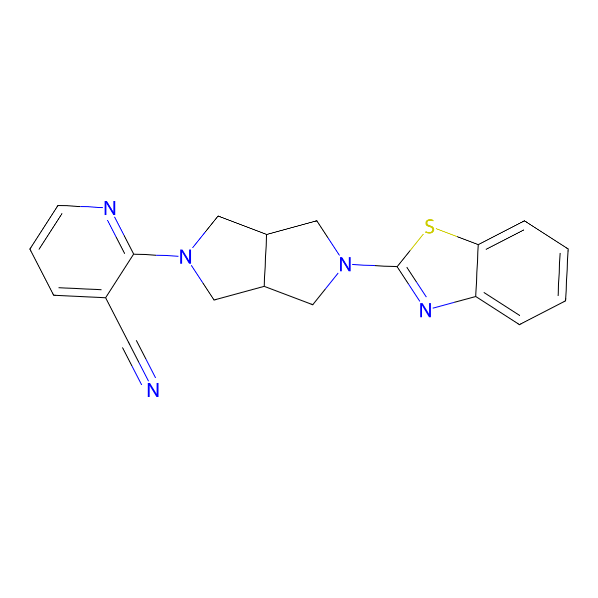 2-[5-(1,3-Benzothiazol-2-yl)-octahydropyrrolo[3,4-c]pyrrol-2-yl]pyridine-3-carbonitrile molecular structure, CAS 2741944-20-5